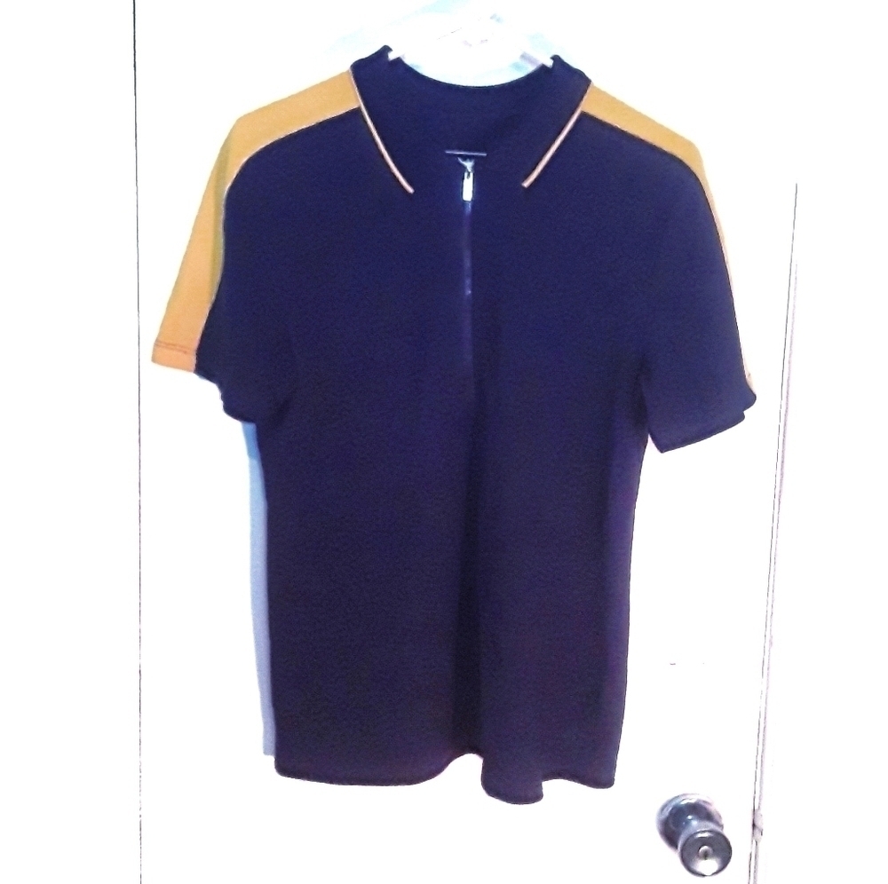 Lauren Active by RL Navy & Yellow shirt